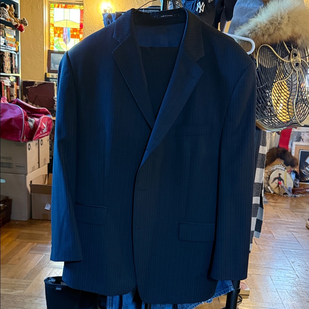 Men's Calvin Klein Navy Blue Pinstripe Suit